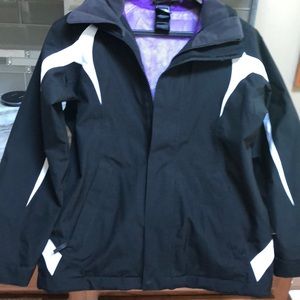 North Face Girls 10/12 Hooded Rain jacket black